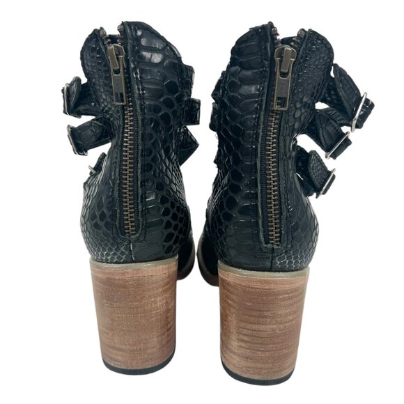 Freebird by Steven Randi Black Snake Embossed Heeled Shoes - Picture 7 of 11